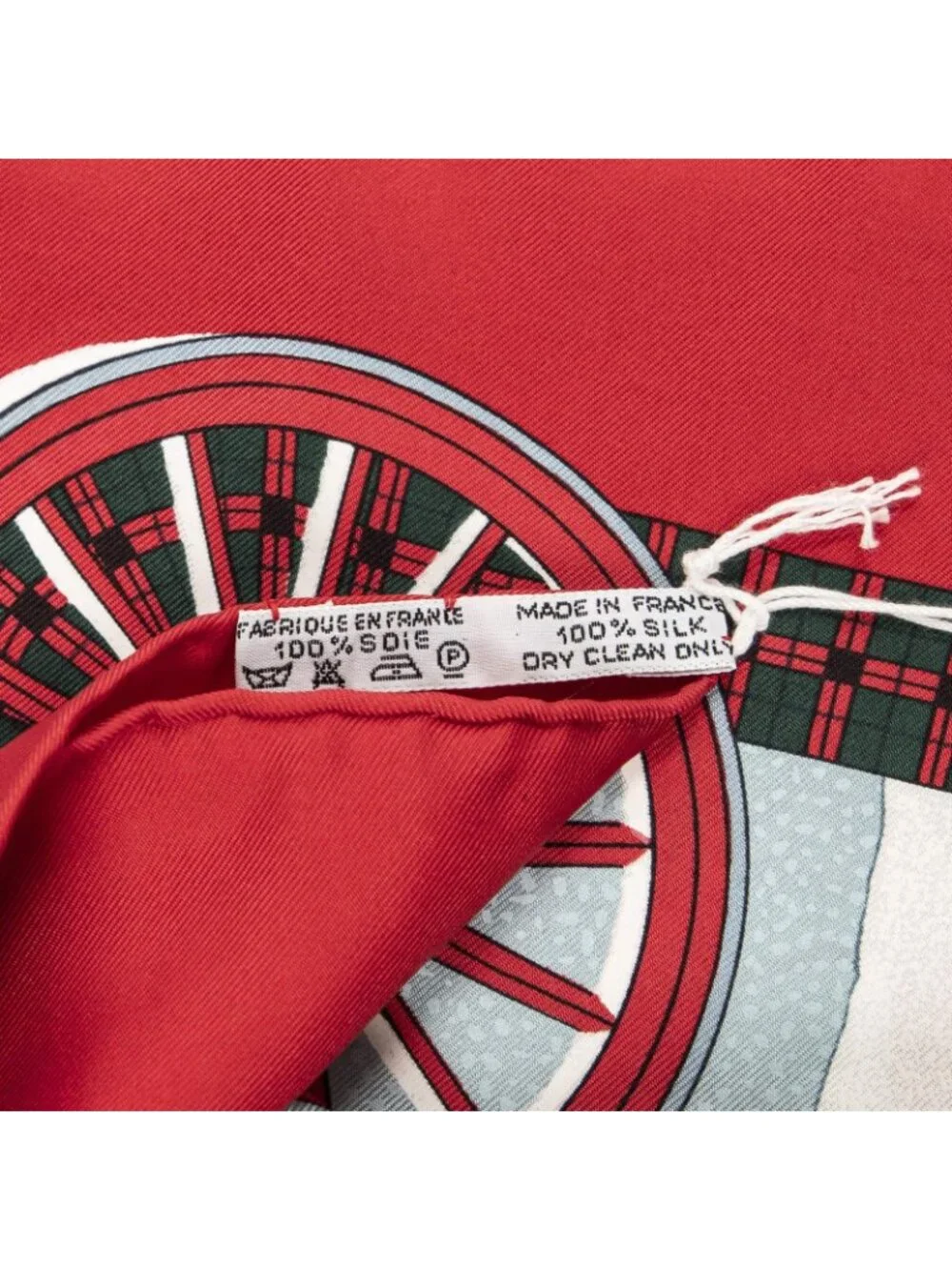 ★SOLD★ Hermes Scarf Red Ivory Green Silk - Picture 5 of 5